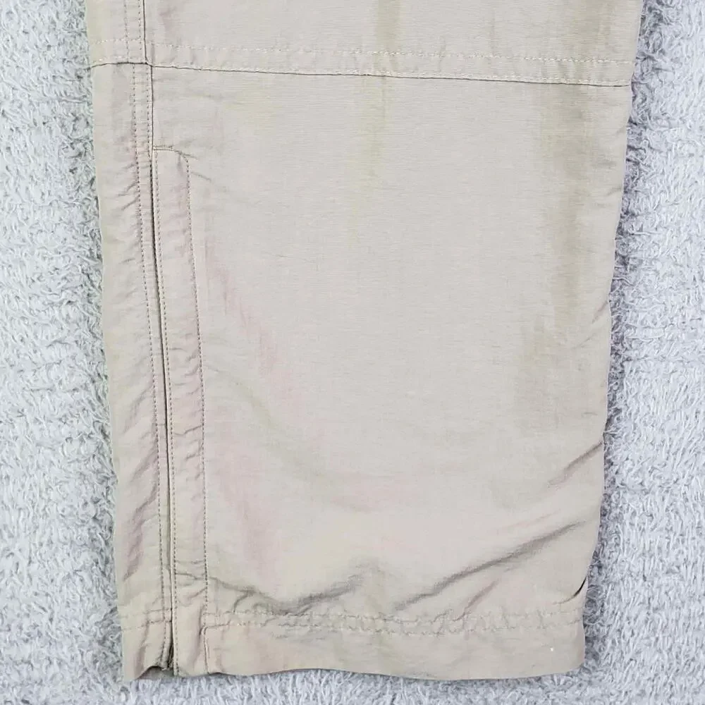 The North Face Mens Pants Medium M Khaki Convertible Zip Off Cargo Belted Nylon
